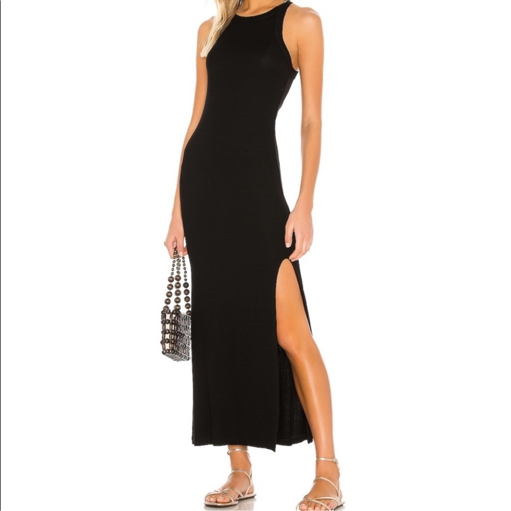 LNA Black Sleeveless Maxi Dress with Side Slit